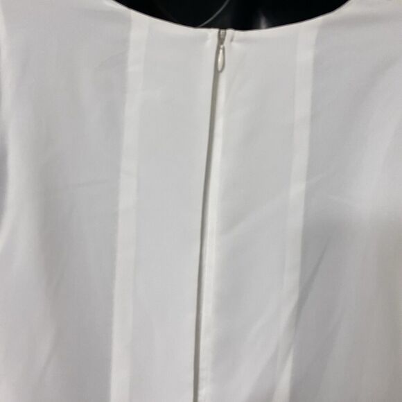 CABI White Indulge Peplum Waist Medium Overlay Blouse Top 3/4 Sleeve Office Work - Picture 6 of 10